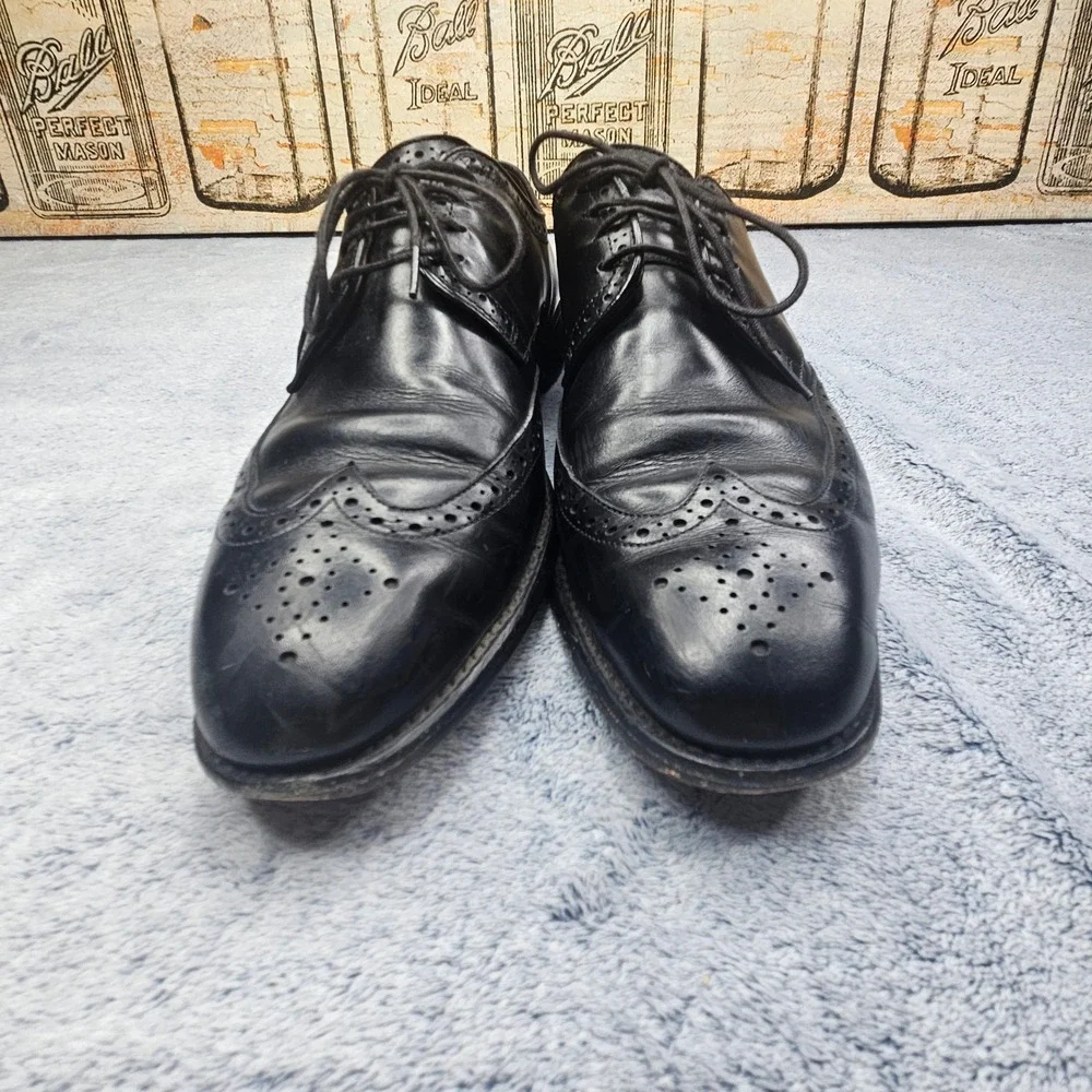 Allen Edmonds Bel Air Mens 12D Black Leather Wingtip Oxford Shoes USA Made Derby
